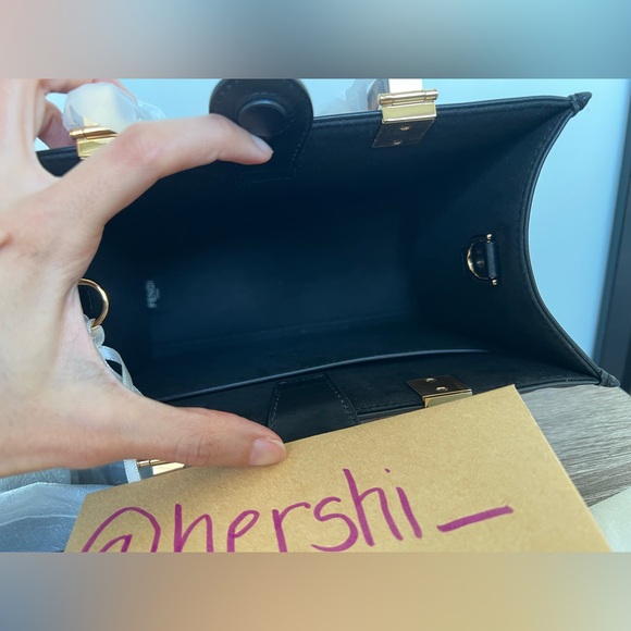 NEW Authentic Fendi Vitello Small Zucca Sunshine Tote Leather Black - Picture 6 of 13